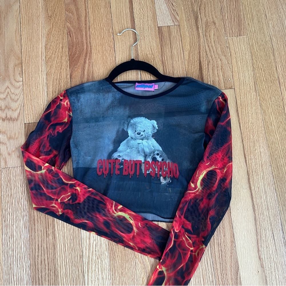 Mesh graphic crop top